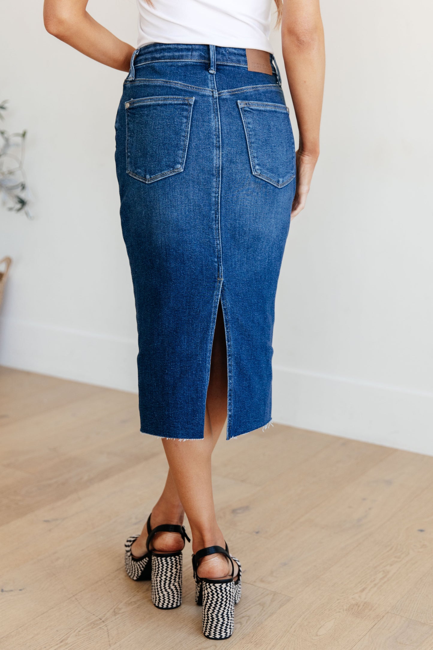 Marcy High Rise Denim Midi Skirt - Judy Blue