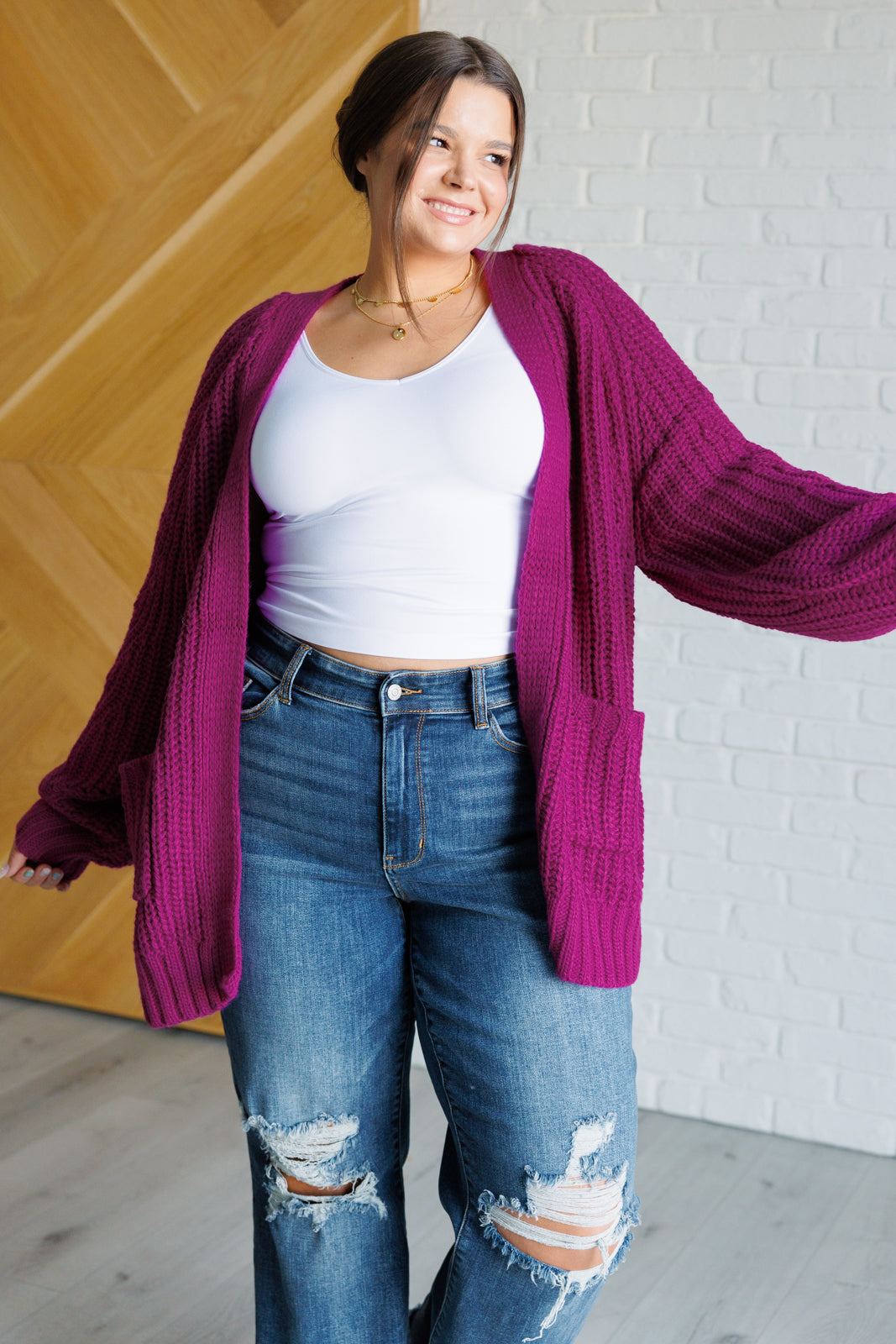 Maybe Monday Cardigan in Berry - Very J