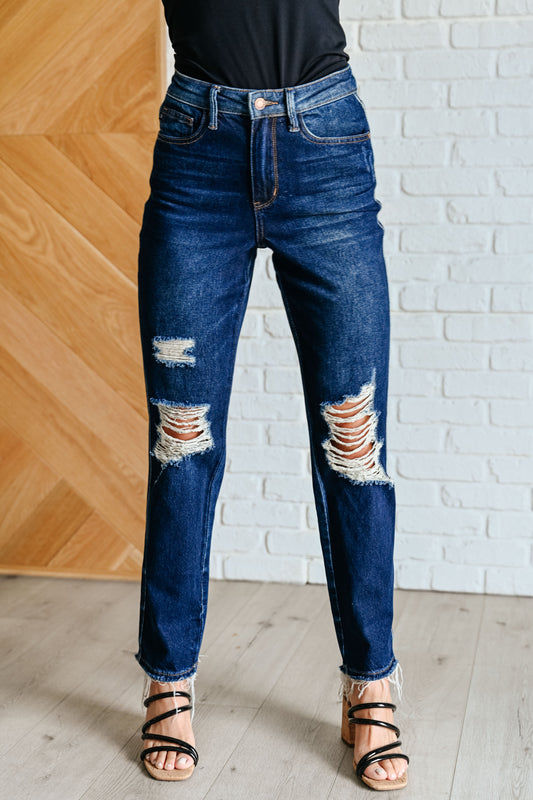 Montana High Rise Rigid Magic Distressed Straight Jeans - Judy Blue