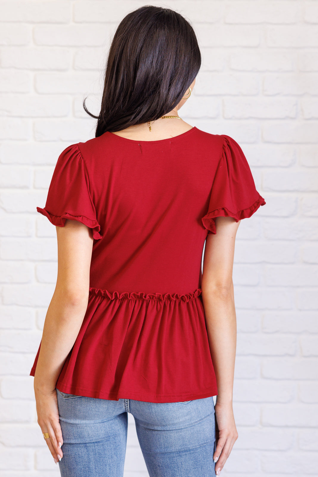 One Day Soon V-Neck Ruffle Detail Top - One Eleven North