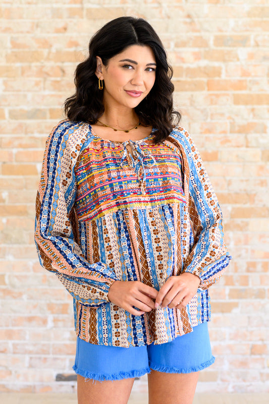 Open Sky Boho Tunic in Navy Mauve - Savanna Jane