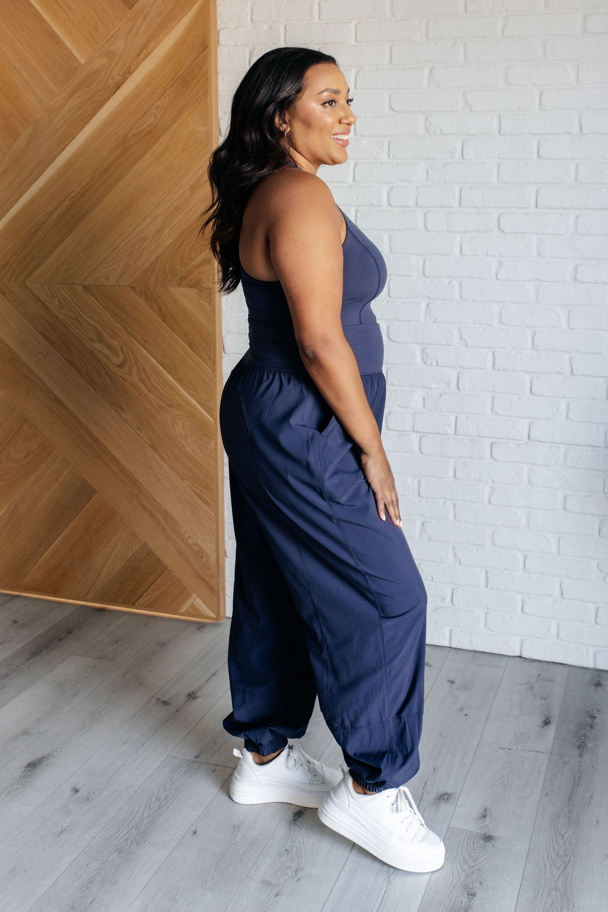 Raising Heart Rate Cut Out Jumpsuit in Navy - Rae Mode