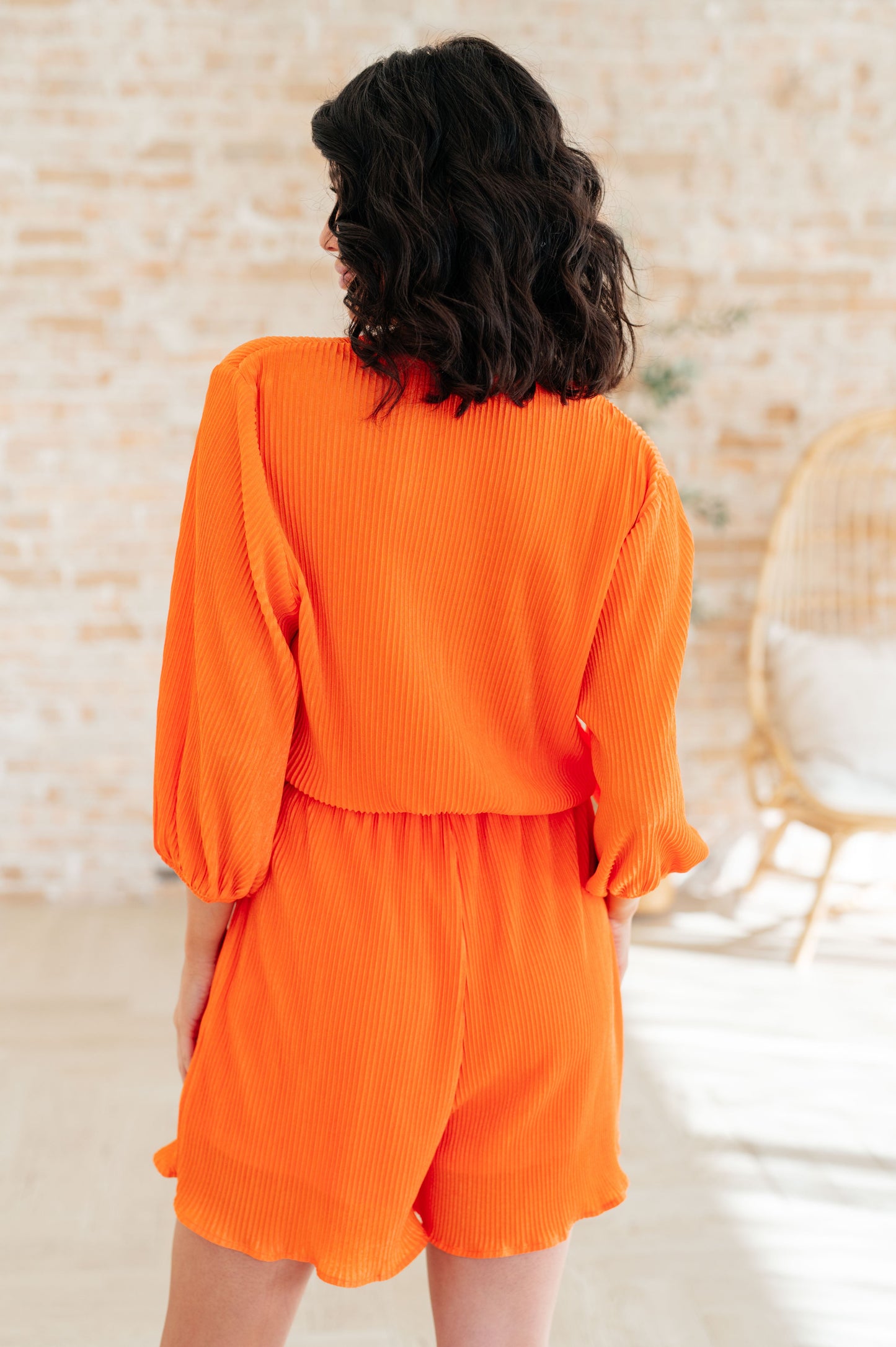 Roll With me Romper in Tangerine - White Birch
