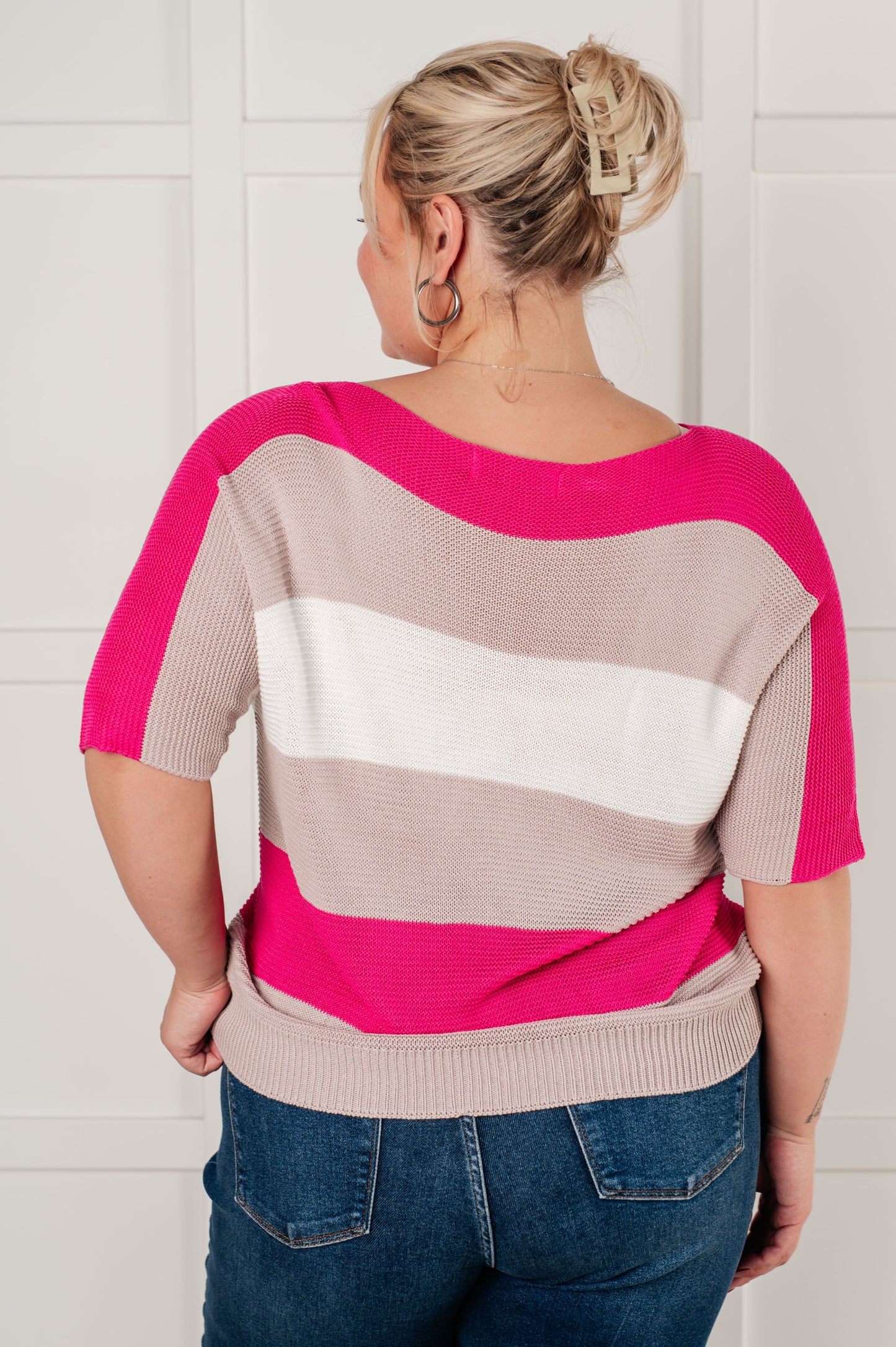 Rows Of Rose Short Sleeve Knit Top - One Eleven North