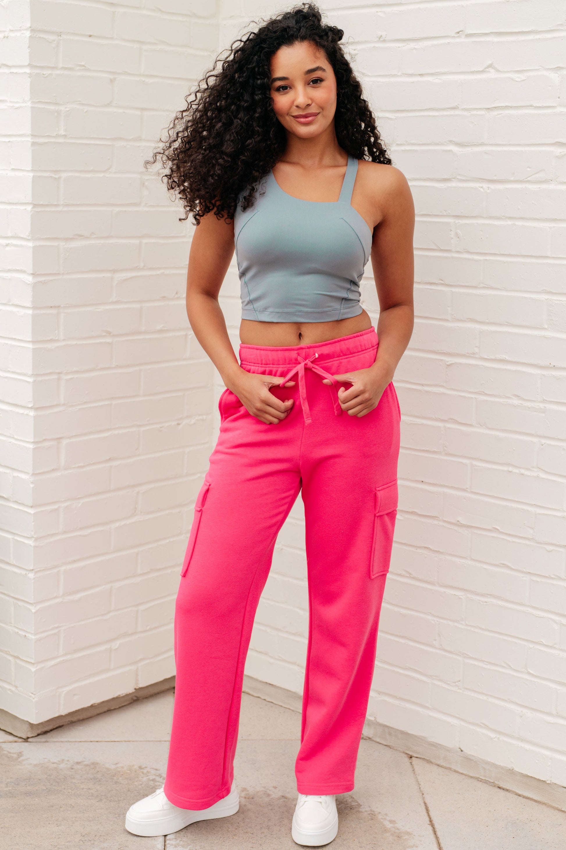 Run, Don't Walk Cargo Sweatpants in Flamingo Pink - Rae Mode