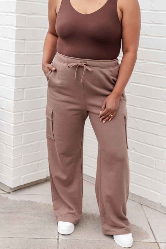 Run, Don't Walk Cargo Sweatpants in Smokey Brown - Rae Mode