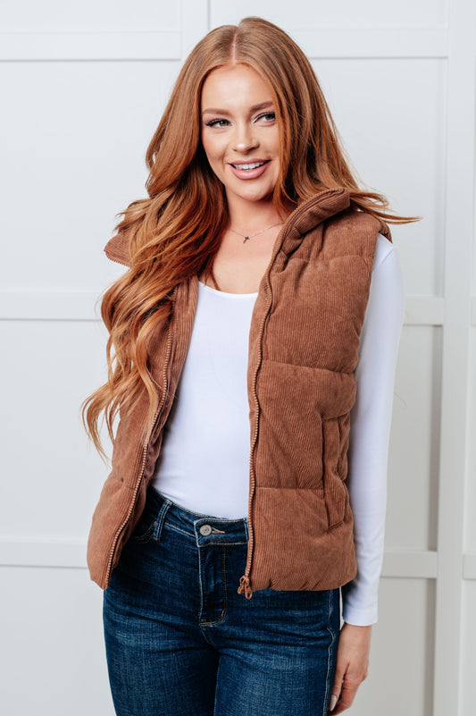 Set Me Up Corduroy Puffer Vest - One Eleven North