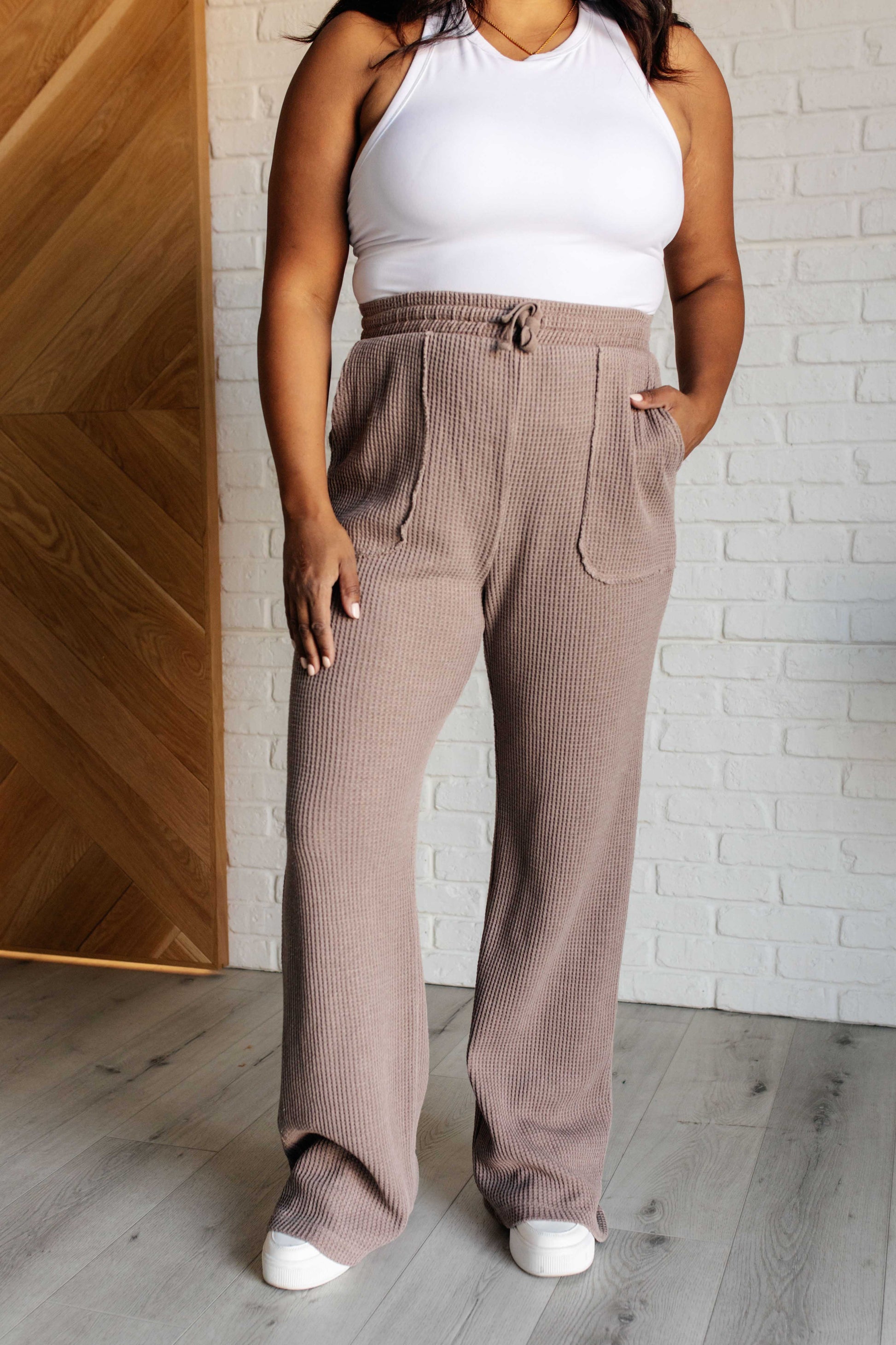 Set Process Mineral Wash Waffle Knit Pants in Brown - Rae Mode