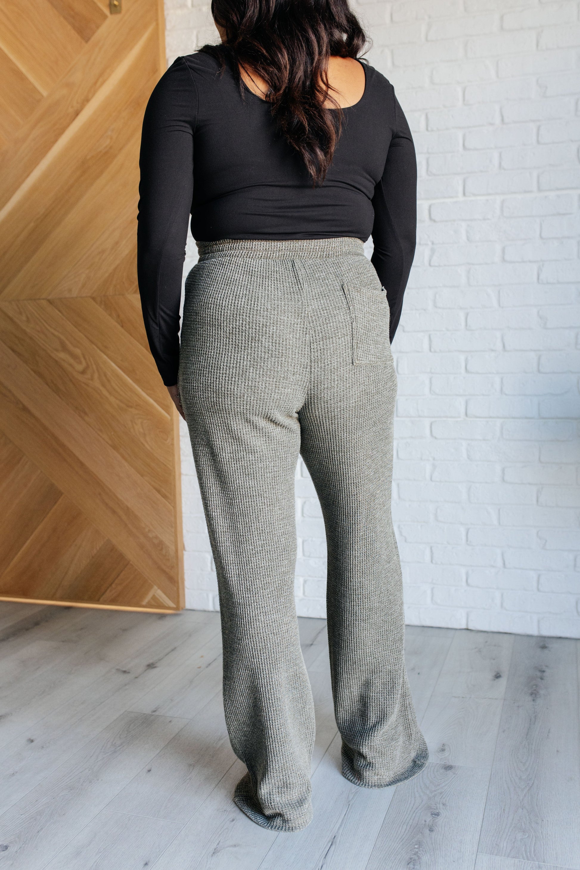 Set Process Mineral Wash Waffle Knit Pants in Olive - Rae Mode