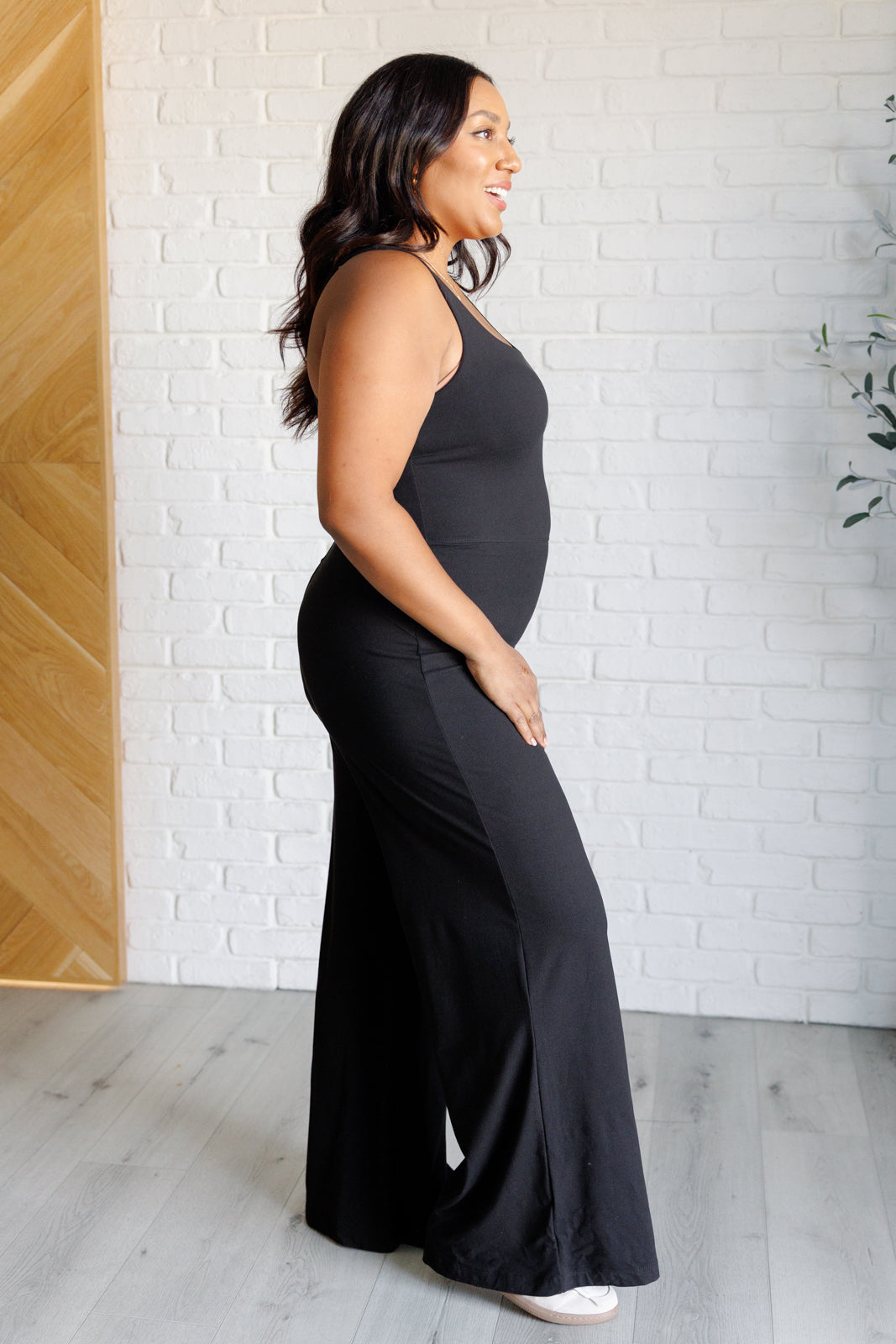 Shavasana Everyday Wide Leg Jumpsuit in Black - Rae Mode