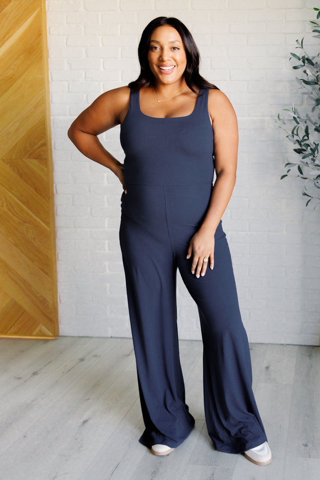 Shavasana Everyday Wide Leg Jumpsuit in Navy - Rae Mode