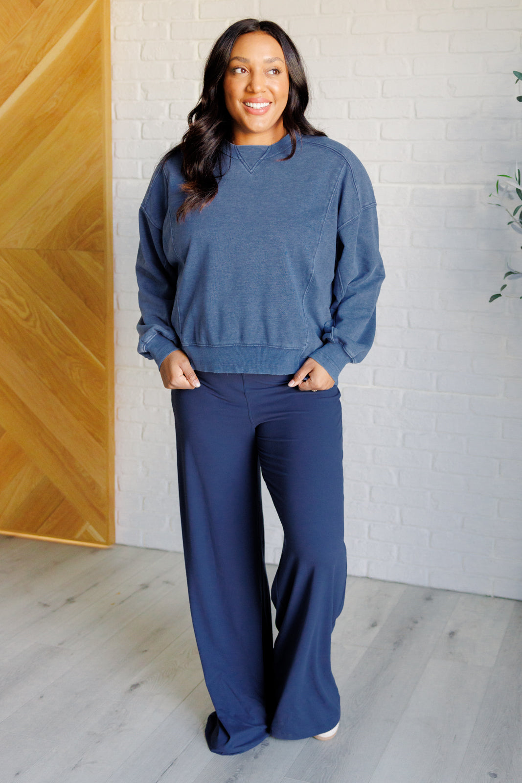 Shavasana Everyday Wide Leg Jumpsuit in Navy - Rae Mode