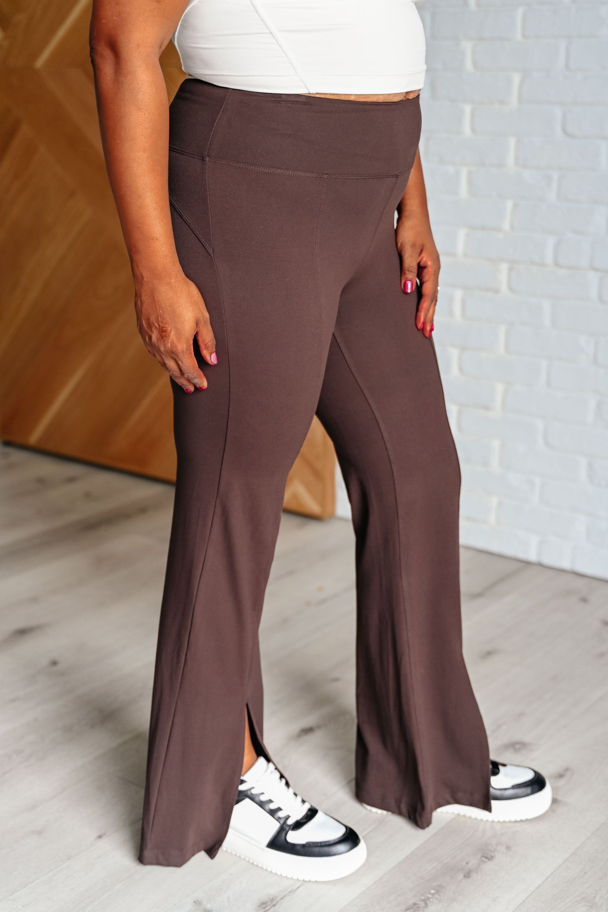 Stamina Stride Flare Leggings in Espresso - Rae Mode