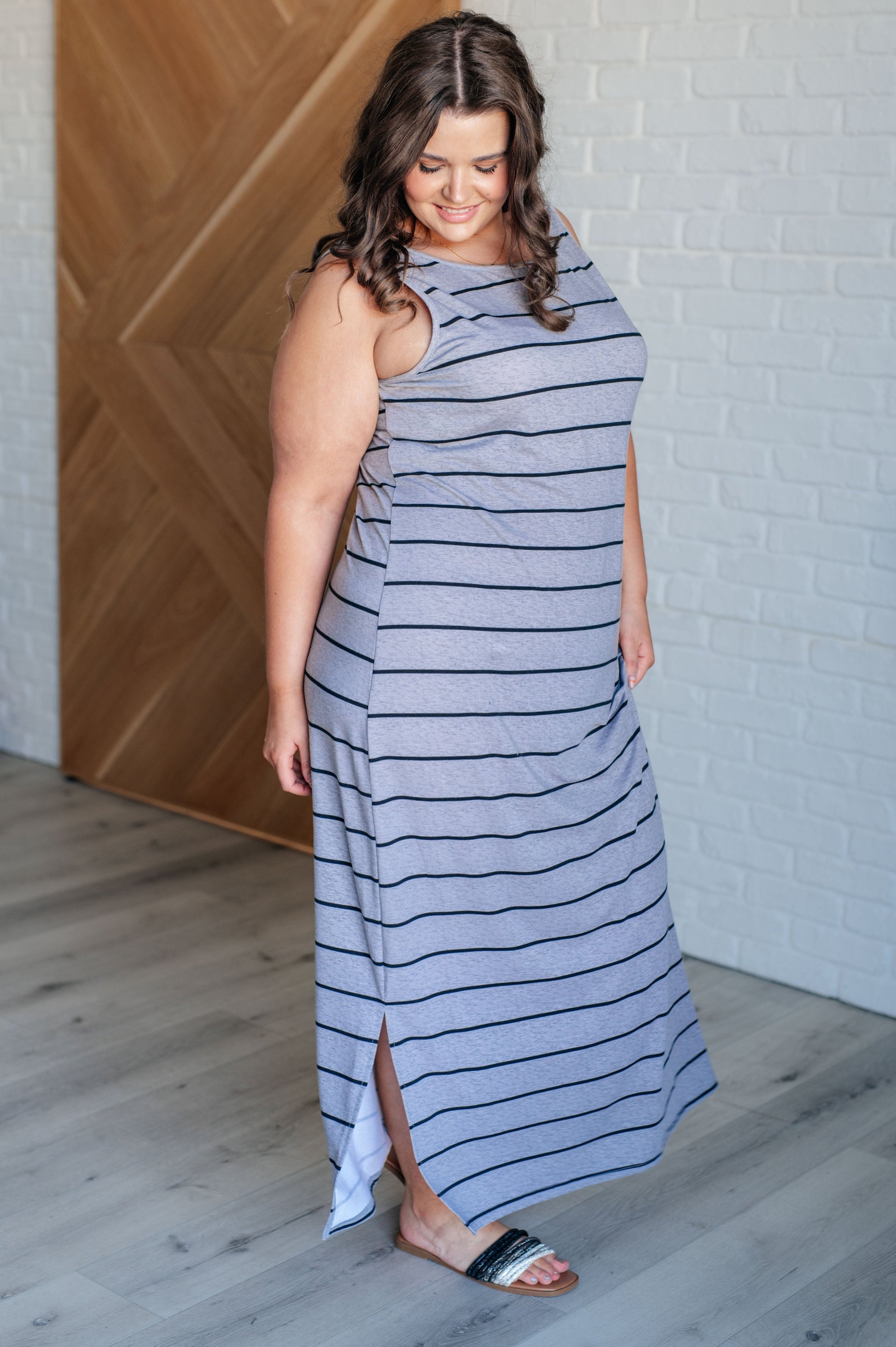 Still Got It Sleeveless Maxi In Gray - One Eleven North