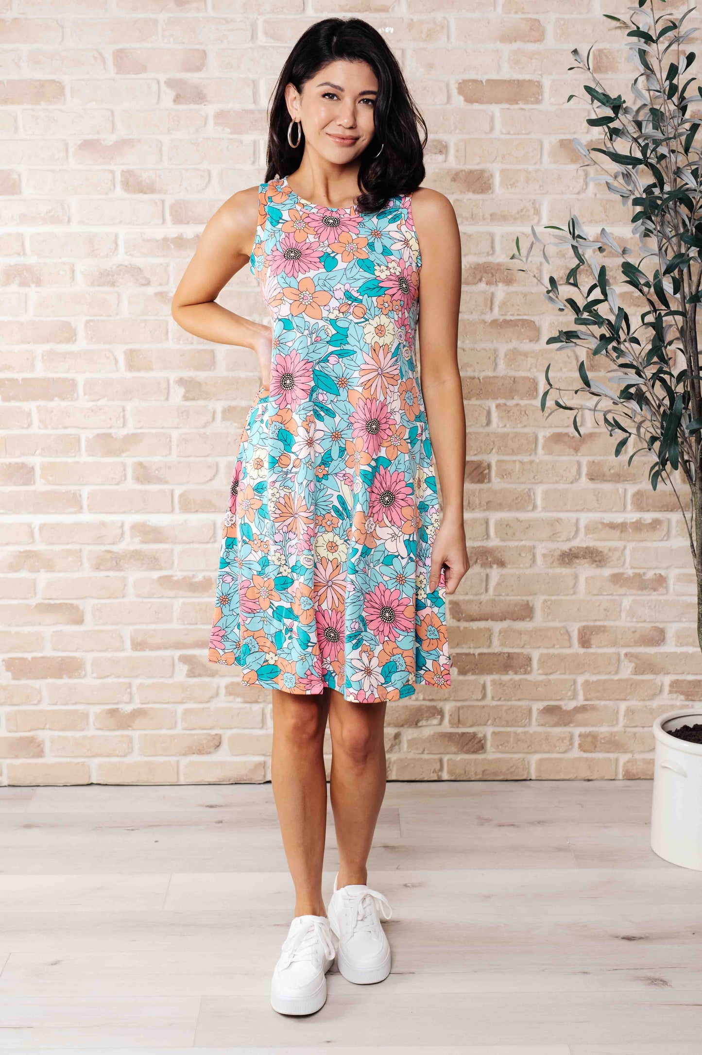 Summer Garden Sleeveless Swing Dress - One Eleven North