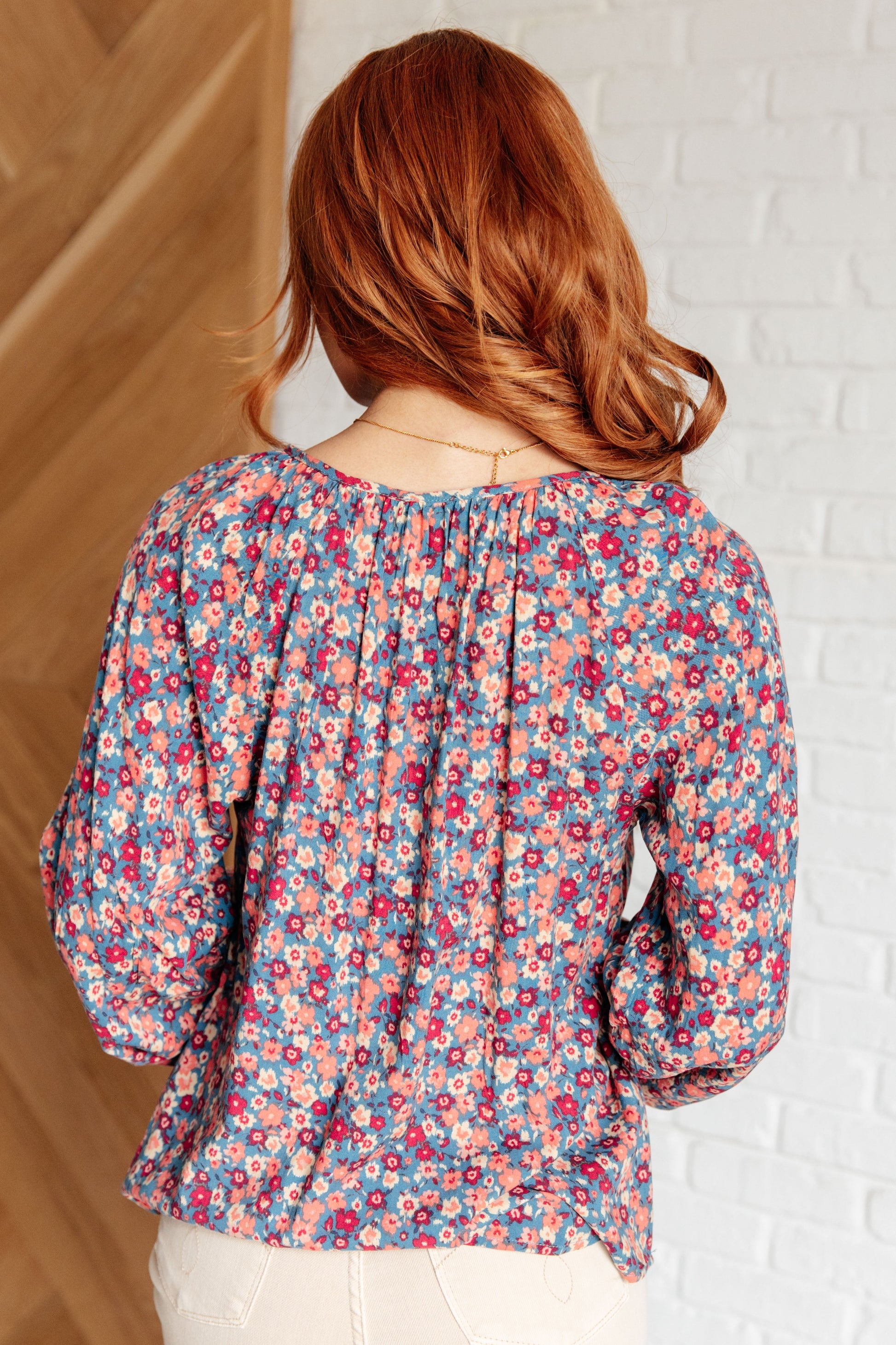 Sunday Brunch Blouse in Denim Floral - Andree By Unit