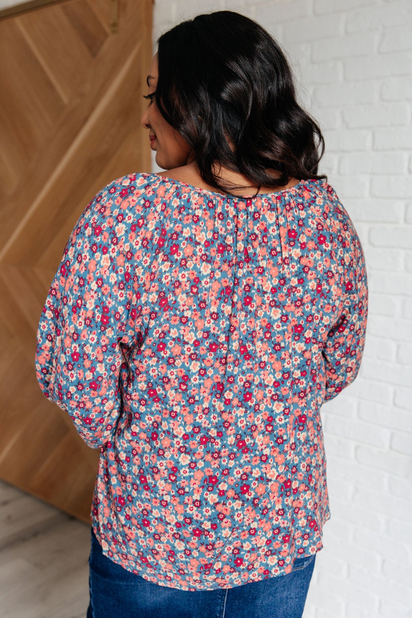 Sunday Brunch Blouse in Denim Floral - Andree By Unit