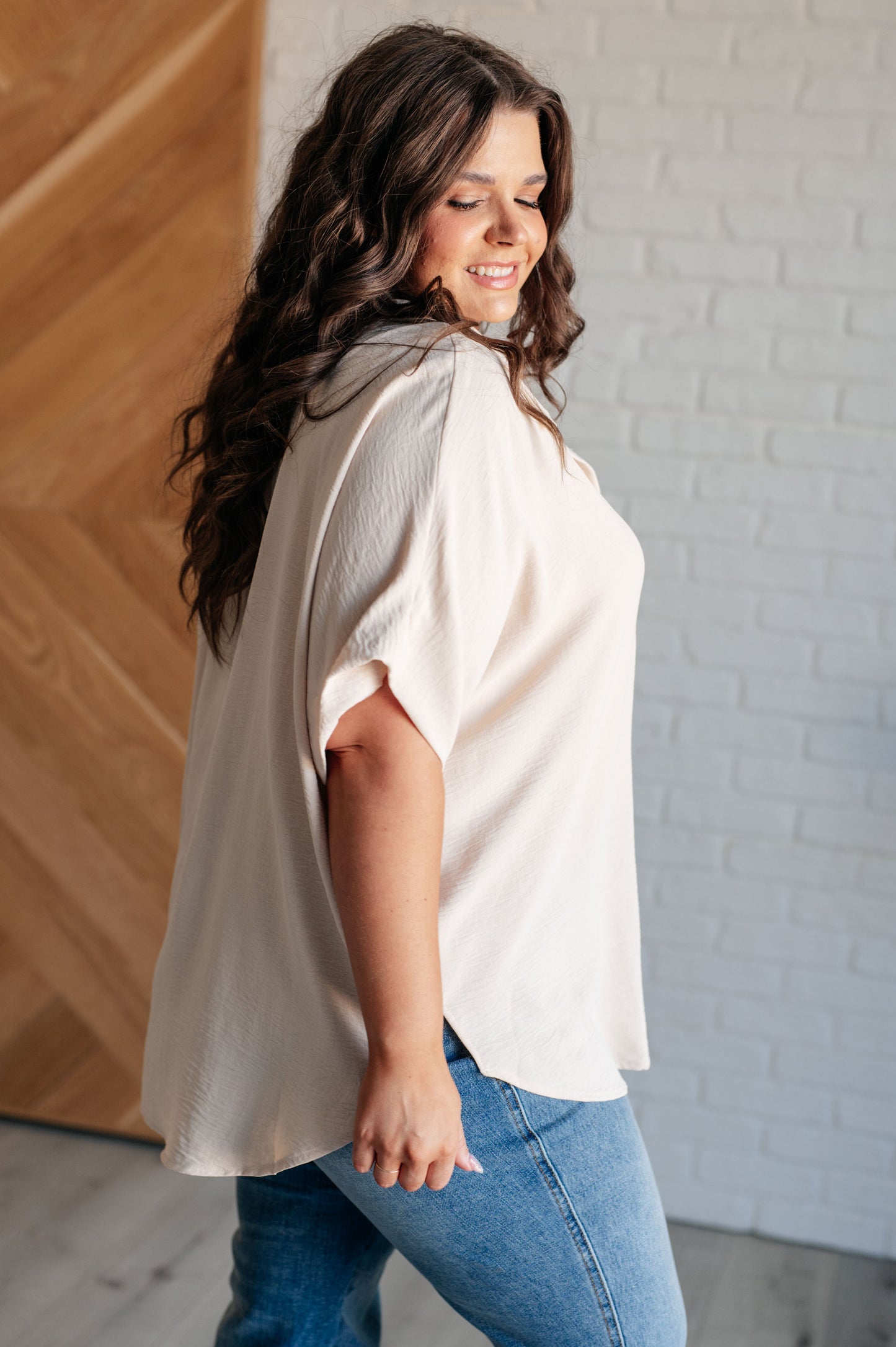 Sweet Simplicity Button Down Blouse in Oatmeal - Jodifl