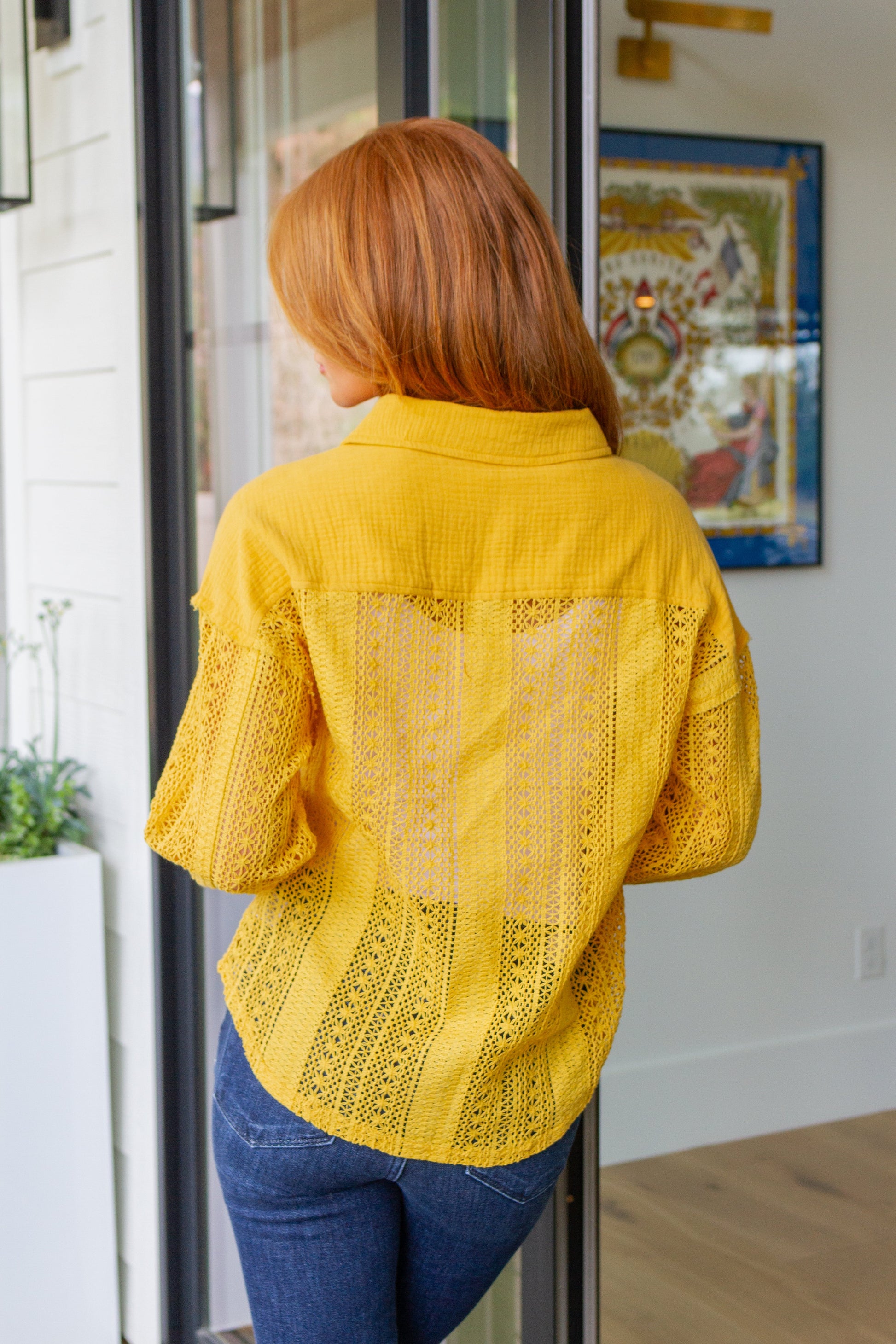 Sweeter Than Nectar Lace Button Down in Honey - Very J