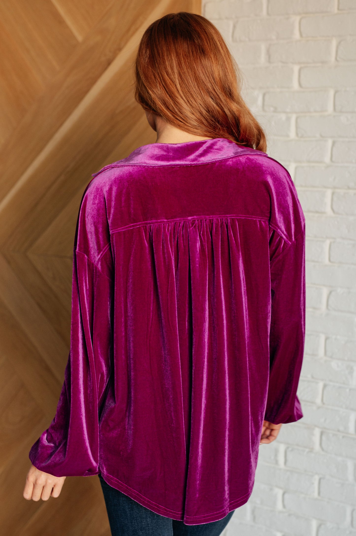 The Best Policy Velvet Balloon Sleeve Top - Jodifl