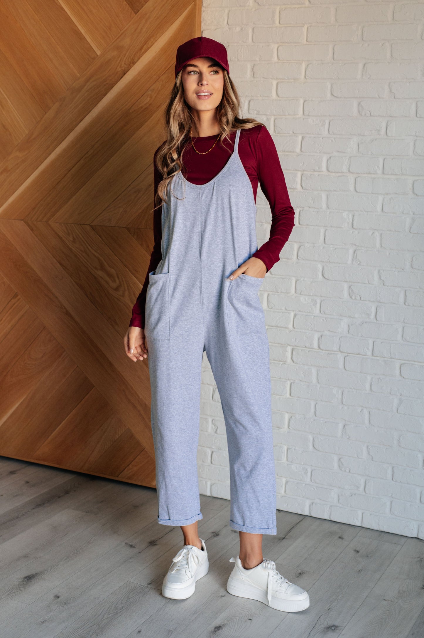 Totally Me Spaghetti Strap Jumpsuit in Heather Grey - Zenana