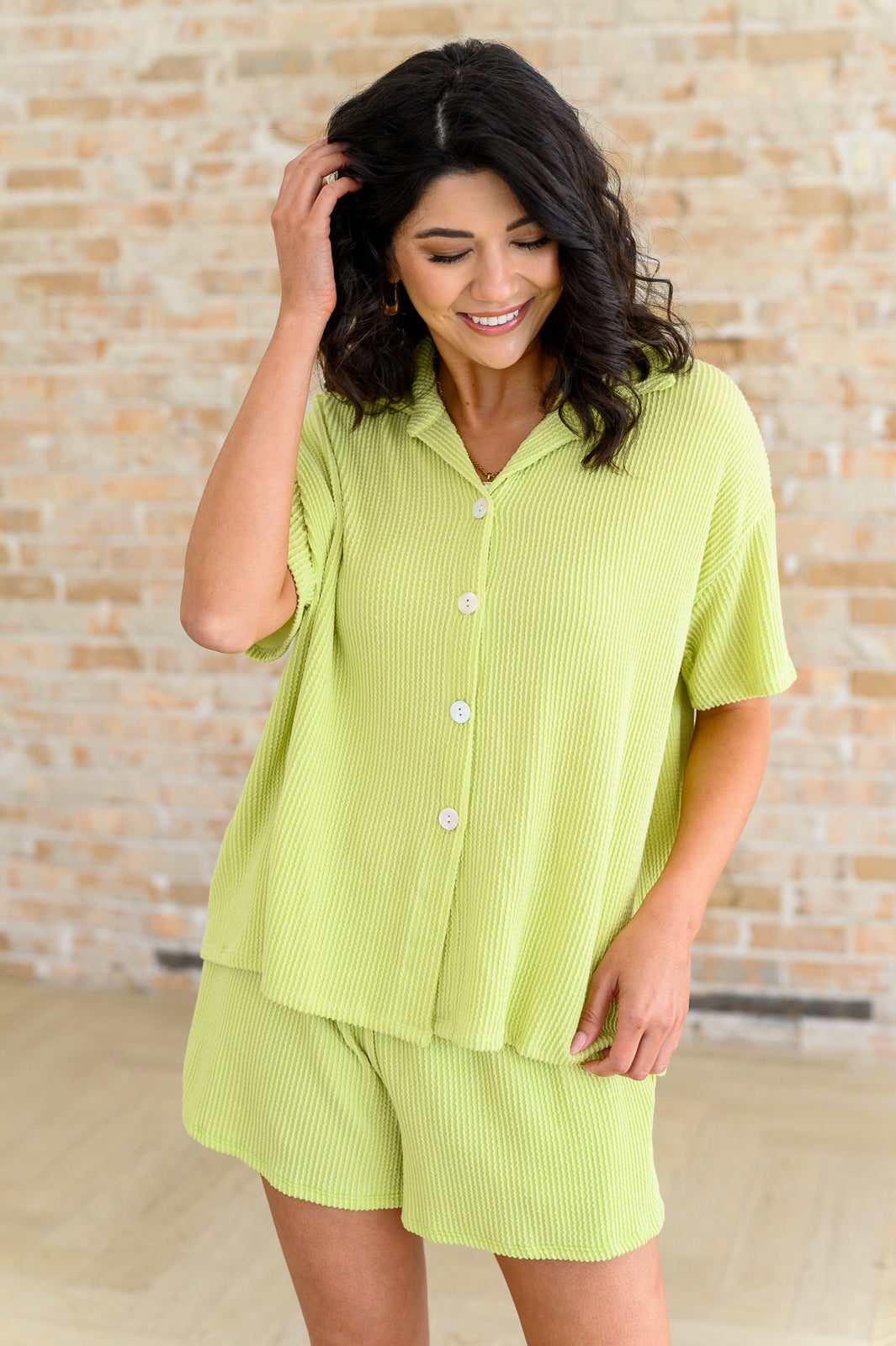 Two's Company Ribbed Button Down - Lovely Melody