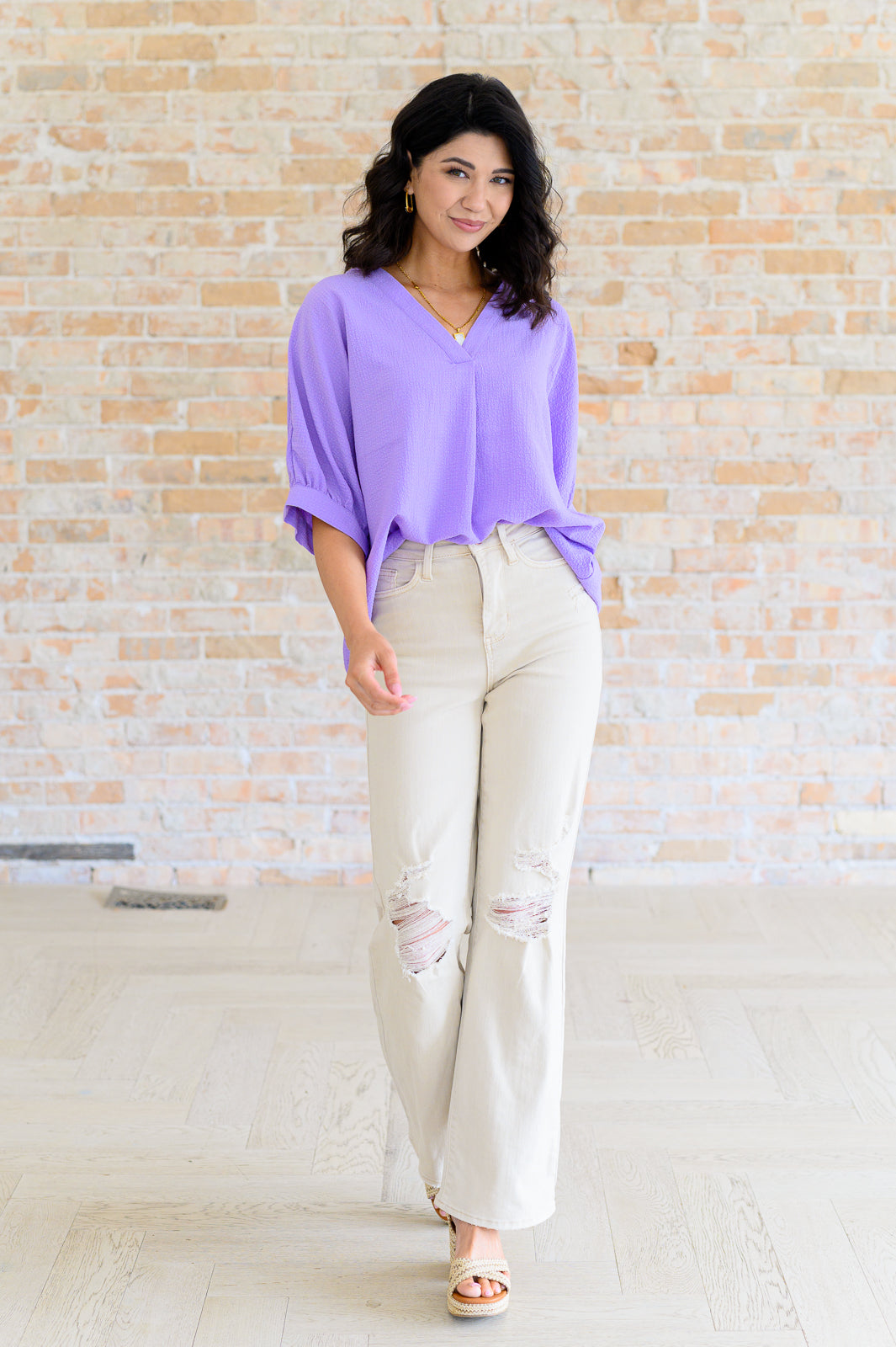 Up For Anything V-Neck Blouse in Lavender - Andree By Unit