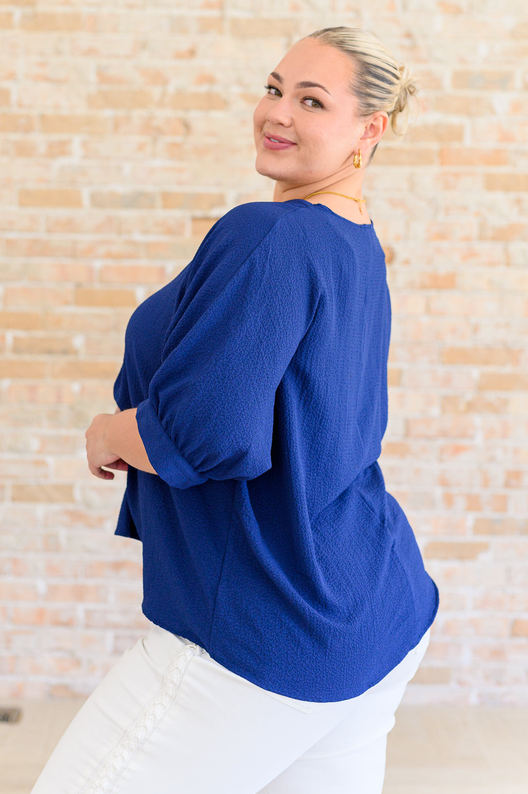 Up For Anything V-Neck Blouse in Navy - Andree By Unit