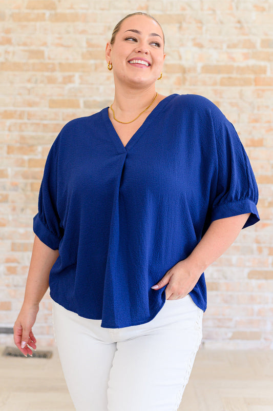 Up For Anything V-Neck Blouse in Navy - Andree By Unit