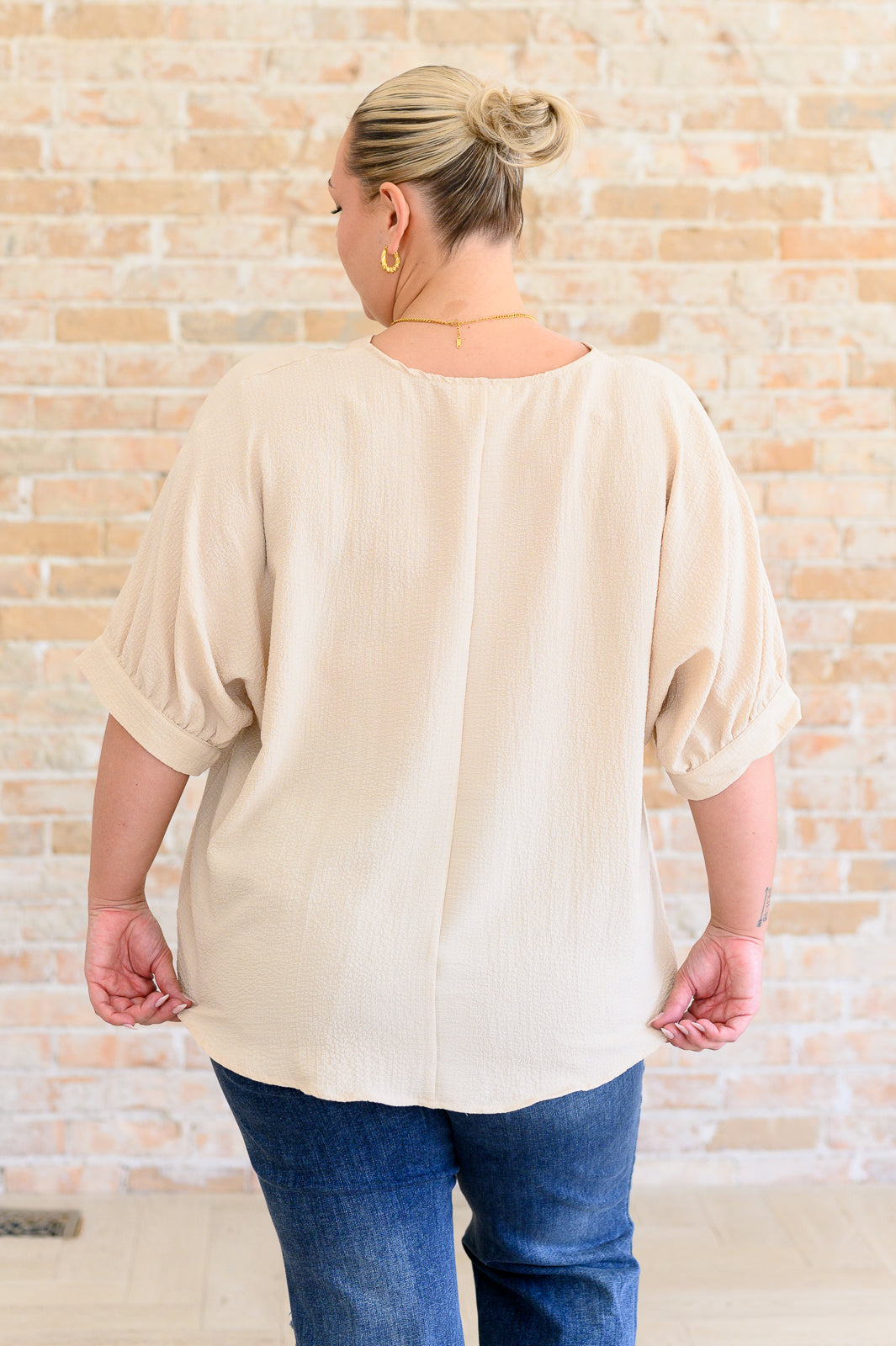 Up For Anything V-Neck Blouse in Taupe - Andree By Unit