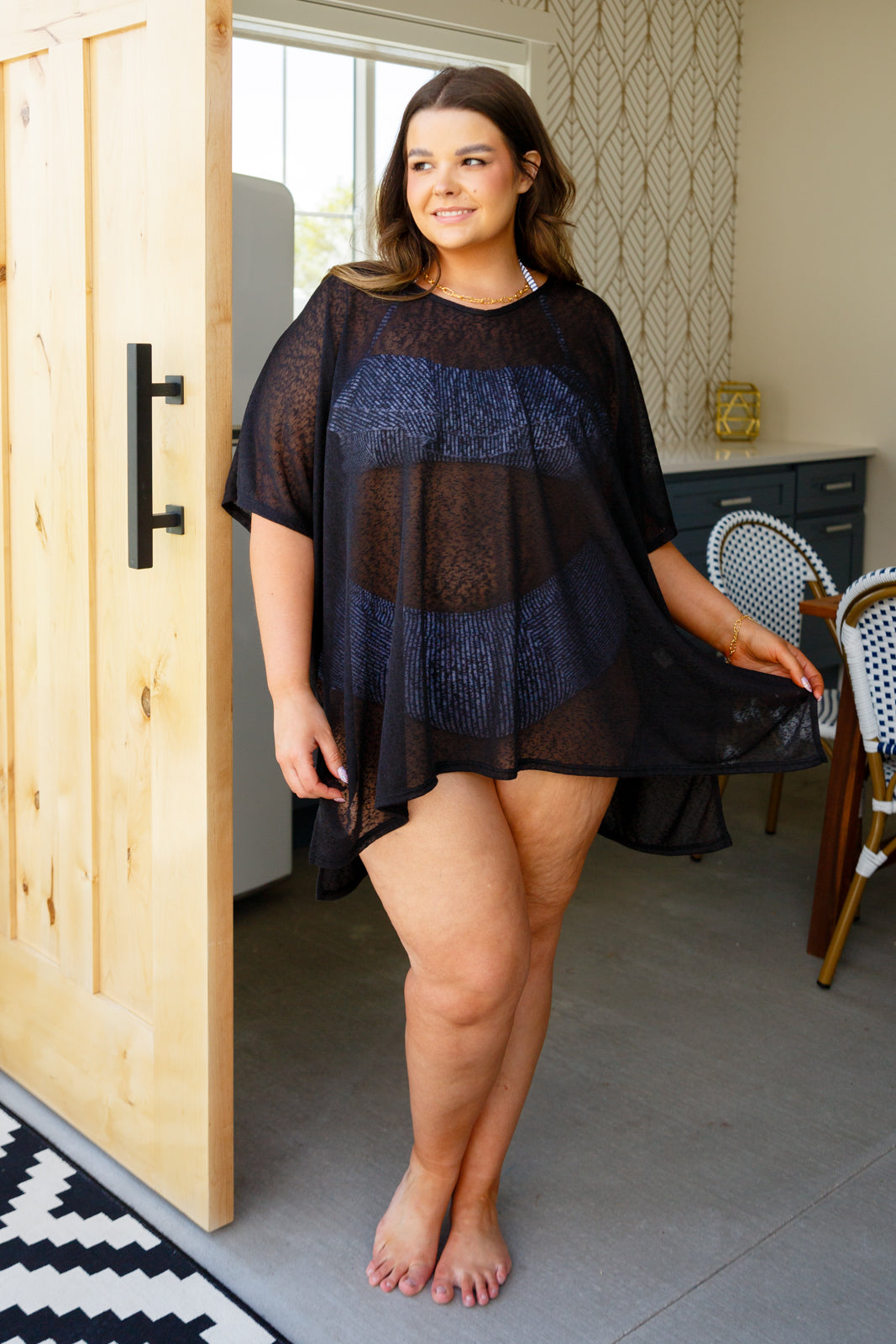 Warm Days, Cool Nights Top in Black - Cotton Bleu