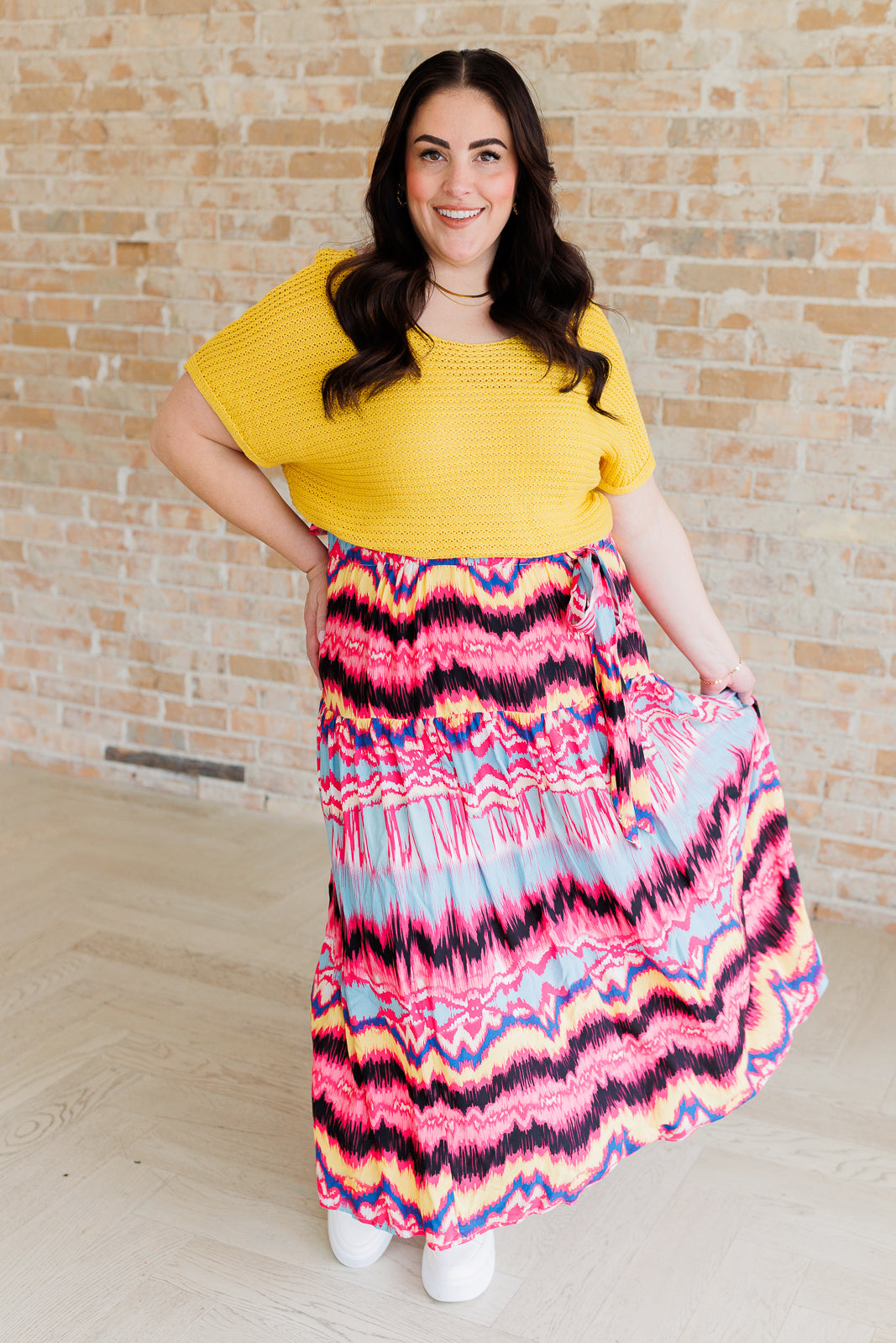 Watch Me Twirl Abstract Skirt - White Birch