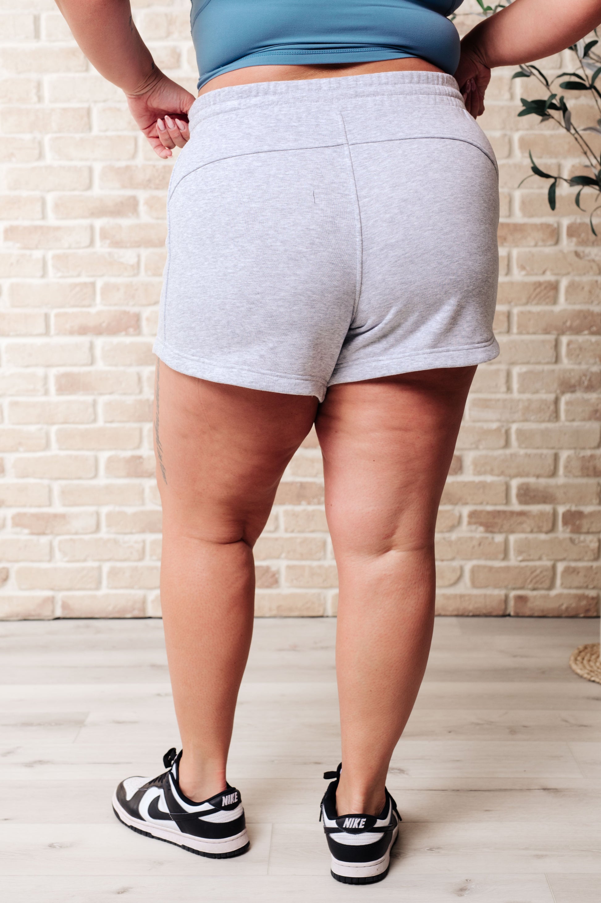 We're Only Getting Better Drawstring Shorts in Grey - Rae Mode