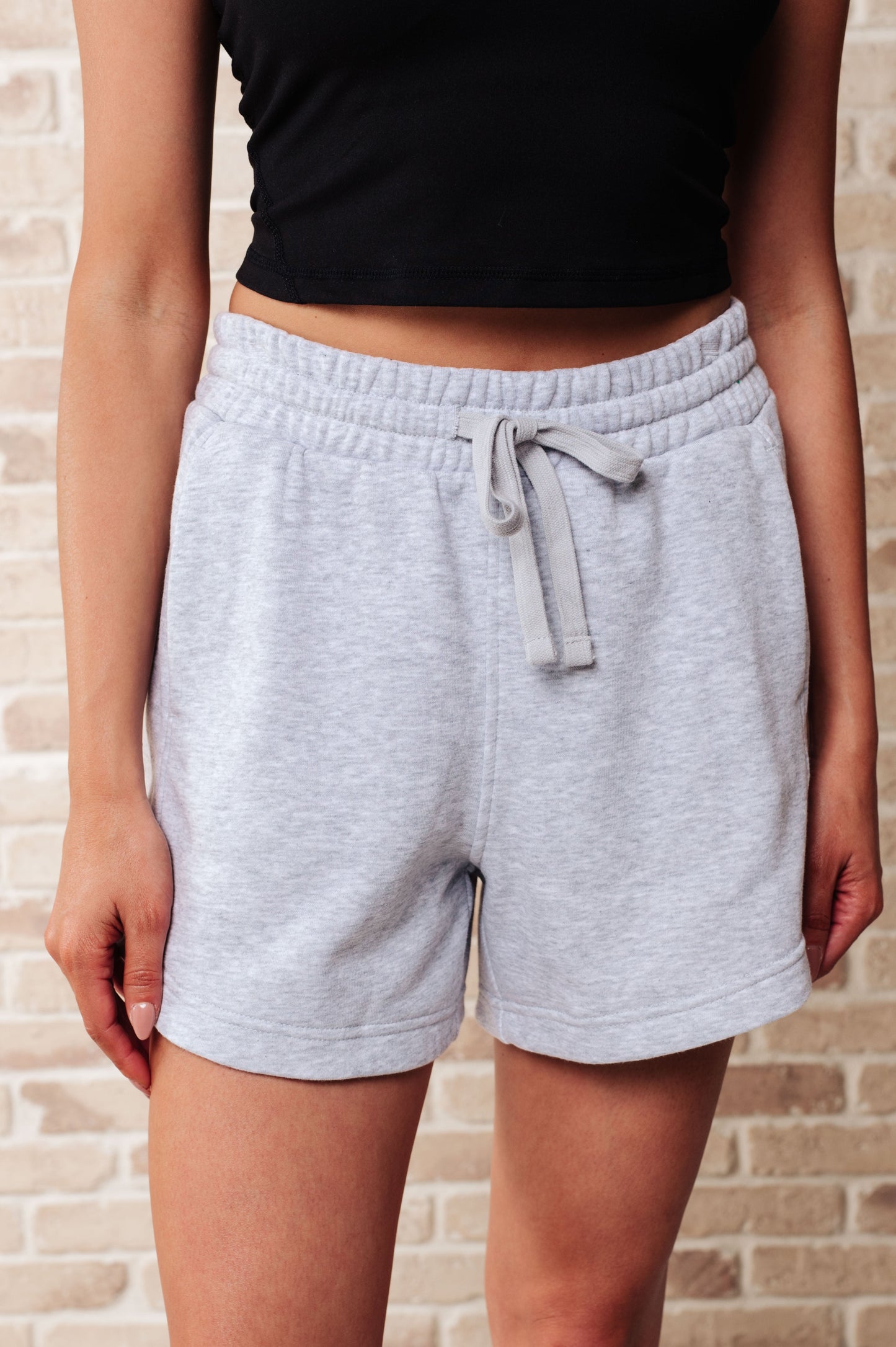 We're Only Getting Better Drawstring Shorts in Grey - Rae Mode