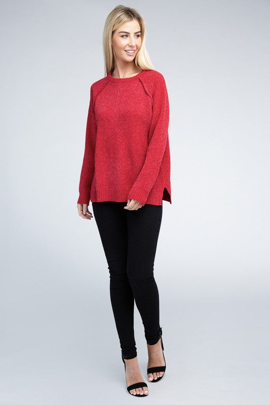 Raglan Chenille Sweater - Zenana