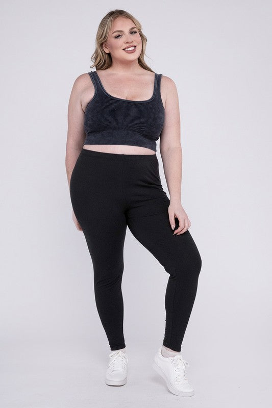 Plus Premium Cotton Full Length Leggings - Zenana