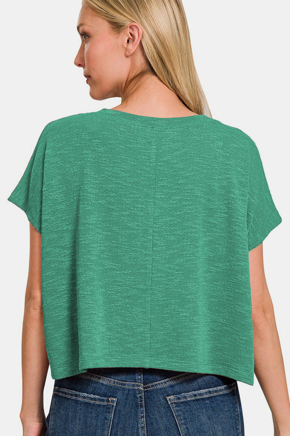 Zenana V-Neck Short Sleeve T-Shirt - Green