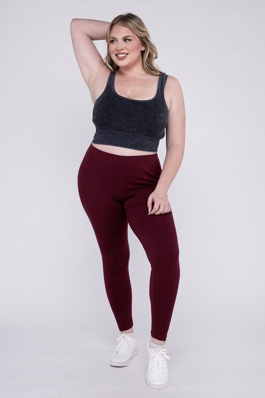 Plus Premium Cotton Full Length Leggings - Zenana