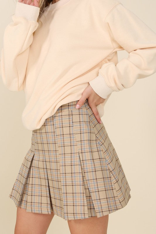 Plaid Pleated Mini Skirt - Lilou