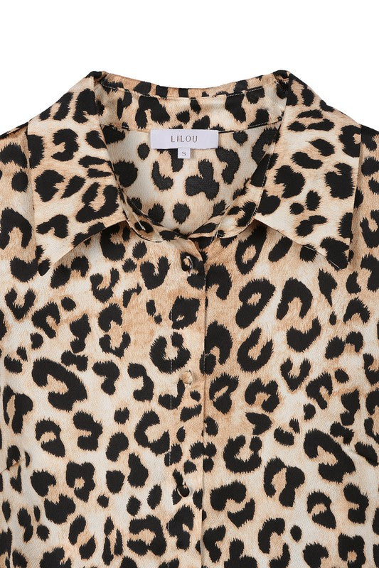 Satin Leopard Blouse - Lilou