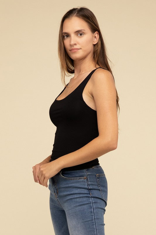 Double Layer Round Neck Tank Top - Zenana