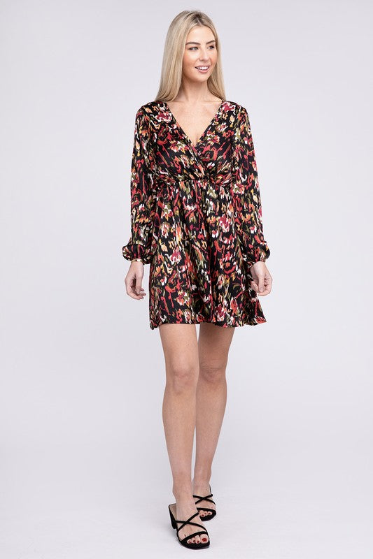 Multicolor Print V Neck Dress - Nuvi Apparel