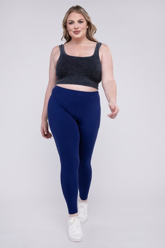 Plus Premium Cotton Full Length Leggings - Zenana