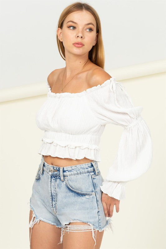 Dipped in Sugar Flounce Hem Blouse - HYFVE