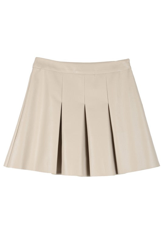 Vegan Leather Pleated Mini Skirt - Lilou