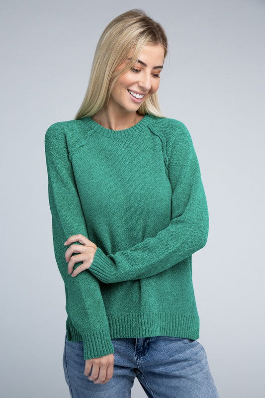 Raglan Chenille Sweater - Zenana