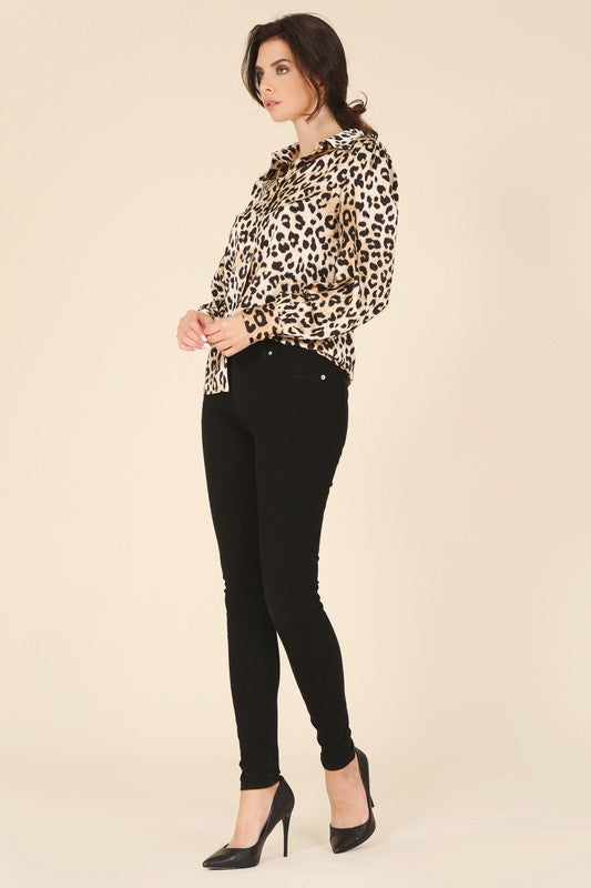 Satin Leopard Blouse - Lilou