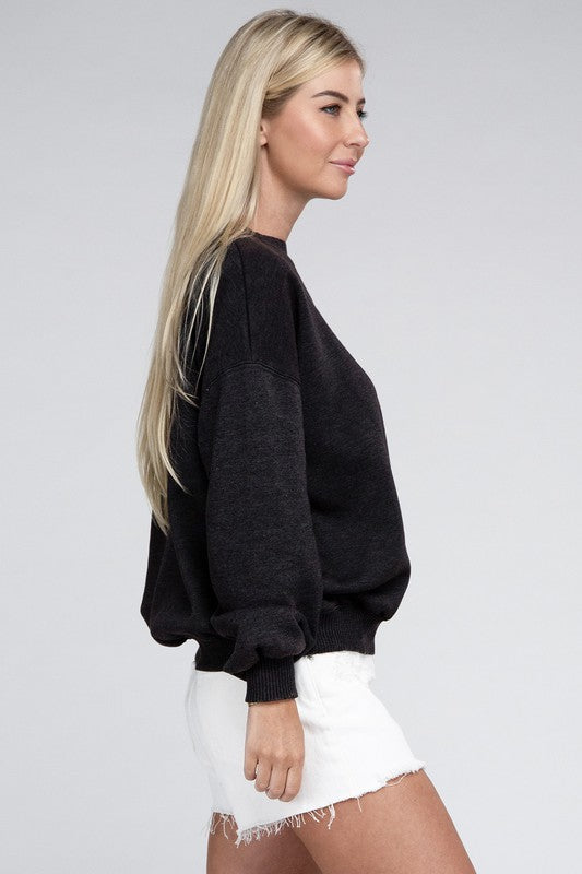 Acid Wash Fleece Oversized Pullover - Zenana