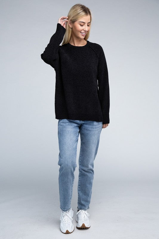 Raglan Chenille Sweater - Zenana