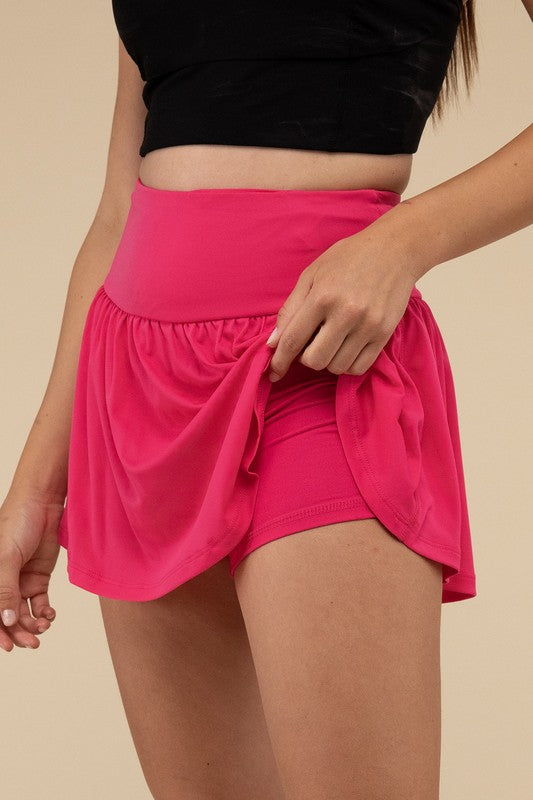 Wide Band Tennis Skirt with Zippered Back Pocket - Zenana